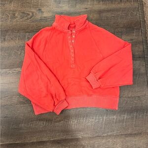 Aerie Coral Quarter Snap Sweatshirt medium women’s